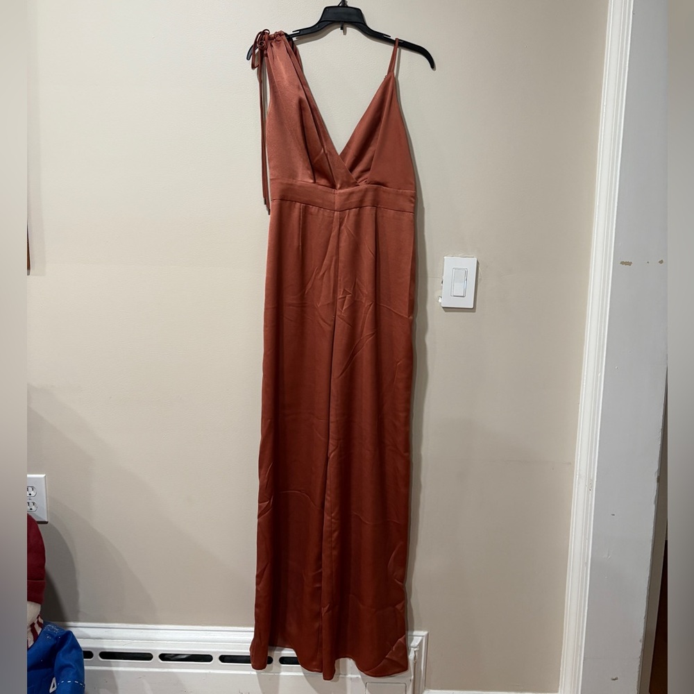 Lulus Rust Silk Jumpsuit